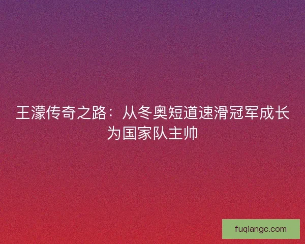 王濛传奇之路：从冬奥短道速滑冠军成长为国家队主帅